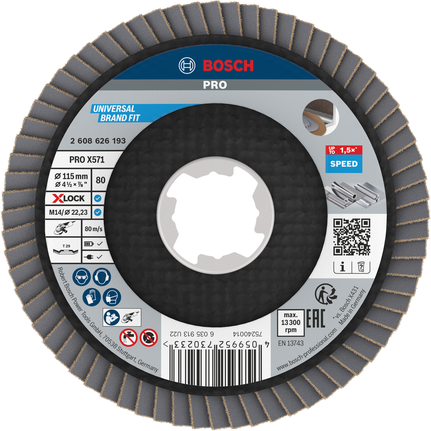 Lamelový kotouč Bosch PRO X571, úhlový, 115 mm, G80 X-Lock.